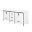 84 po L x P 22 po. Meuble-lavabo double blanc - structure en bois massif, comptoir en quartz, fermeture en douceur, surface à gratter et teinture, 2 armoires et 5 tiroirs pour le rangement, robinet pré-percé de l 84 po x P 22 po