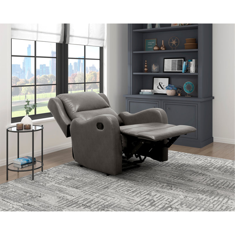 Fauteuil inclinable en similicuir rembourré 1pc, Gris, Manuel - levier / poignée