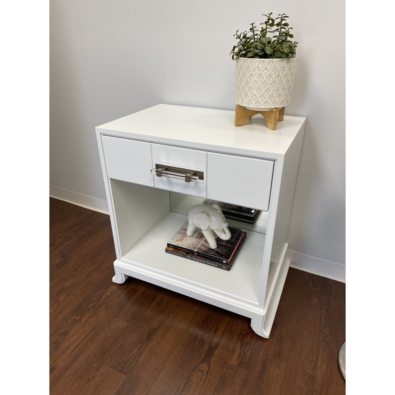 Spencer 1 - Drawer Solid Wood Nightstand, Gloss White