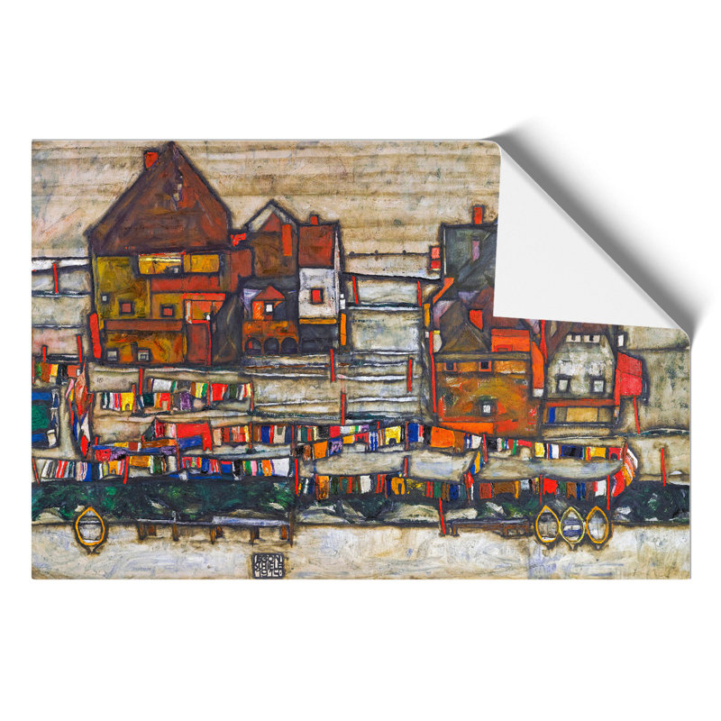 Houses with Laundry by Egon Schiele - Frameless Print, 42cm H x 59cm W x 0.1cm D