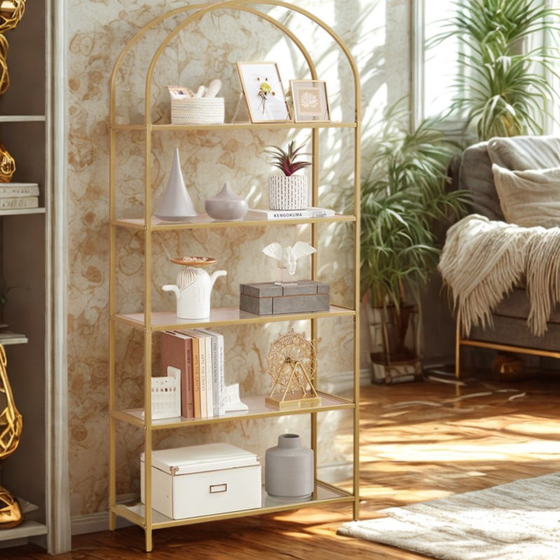 5 Tier Storage Shelves Unit, Gold