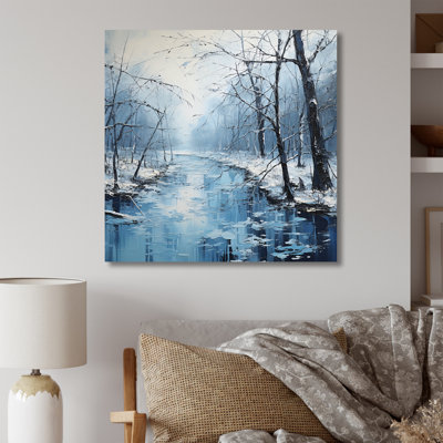 «Enchanted Winter Woods River» sur toile