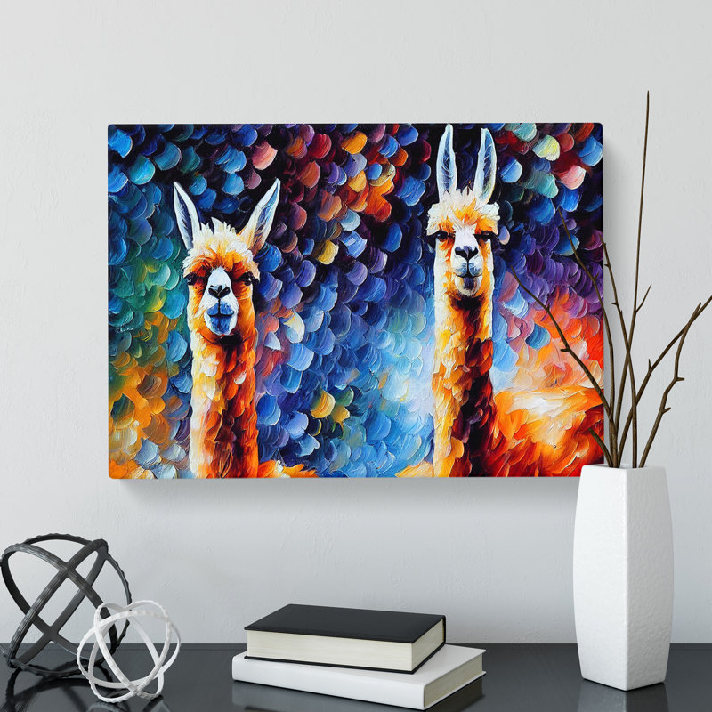 Llama Painting Abstract - Wrapped Canvas, 35cm H x 50cm W x 3cm D