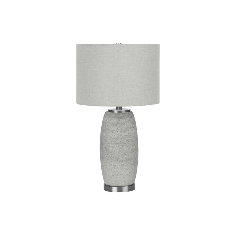 Lighting, H 25 po, lampe de table, céramique grise, abat-jour gris, moderne