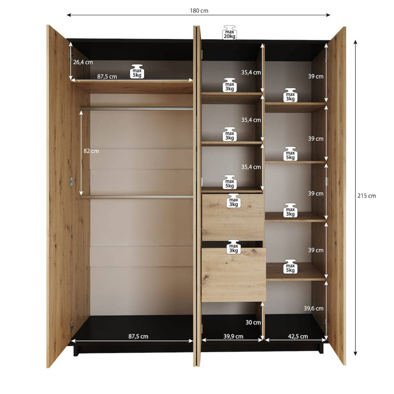 Ahloni 4 Door Manufactured Wood Wardrobe