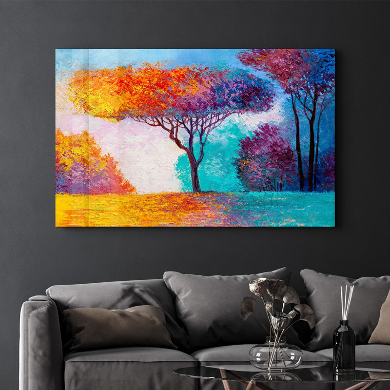 Élégante peinture murale en verre trempé de 13,8 po x 21,7 po | 100% verre trempé, épaisseur: 0,16 pouce | Imprimé UV pour des couleurs éclatantes | Parfait pour la décoration intérieure, le salon et les espaces de bureau