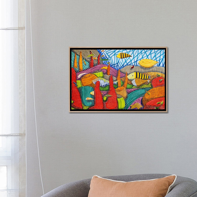 Coral Reef - Print, 45.72 cm H x 66.04 cm W x 4.445 cm D, Natural Wood