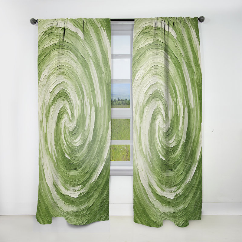 Rideau vert vert foncé Serene Spiral Dreams III - Rideau obscurcissant - 1 panneau, L 52 po x L 108 po