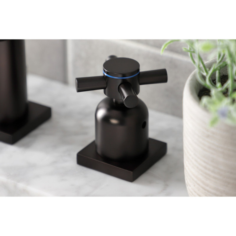 Kingston Brass Concord Two-Handle 3-Hole Deck Mount Widespread Bathroom Faucet with Retail Pop-Up Drain, Oil Rubbed Bronze