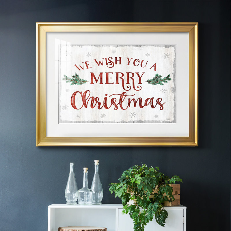 Nous vous souhaitons, impression sur papier, H 30 po x l 44 po x P 1,5 po, Or
