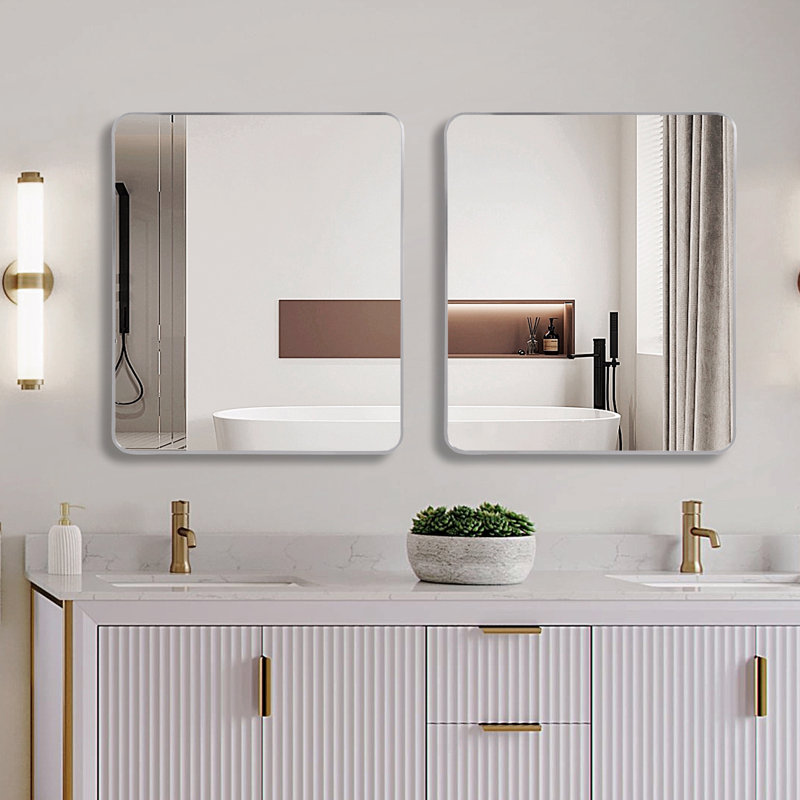 Miroir mural rectangulaire pour salle de bain, Argent argent