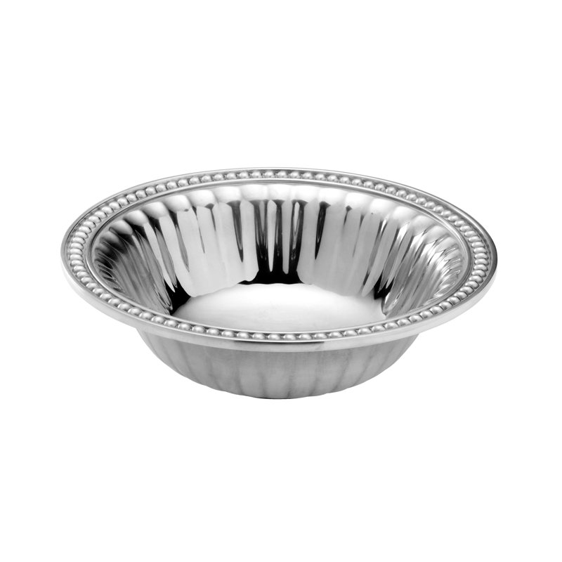 Bol à collation rond Wilton Armetale, flûtes et perles, 8 pouces, argent