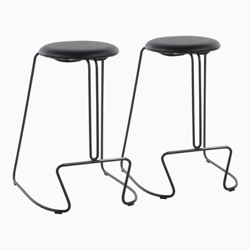Tabouret de comptoir contemporain en acier et similicuir par Lumisource - ensemble de 2, Gris anthracite, Gris foncé