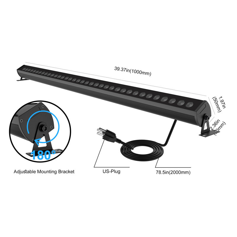 RGBCW Wall Washer Lights, 180W Stage Wash Light Bar Smart APP & Remote Control, Group, Memory,Timing, Music Sync Function, Color Changing Linear Wash Light for Stage Birthday Party Wedding