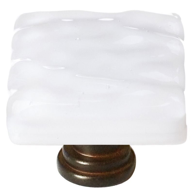 Glacier Square Knob, Oil Rubbed Bronze, White