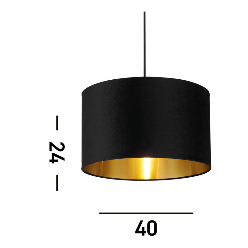 Velvet Drum Accent, 24cm H x 40cm W x 40cm D, Black