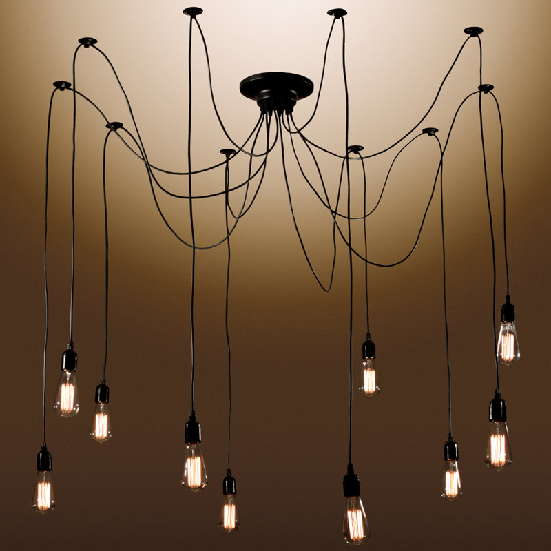 Luminaire suspendu en grappe à 10 lumières