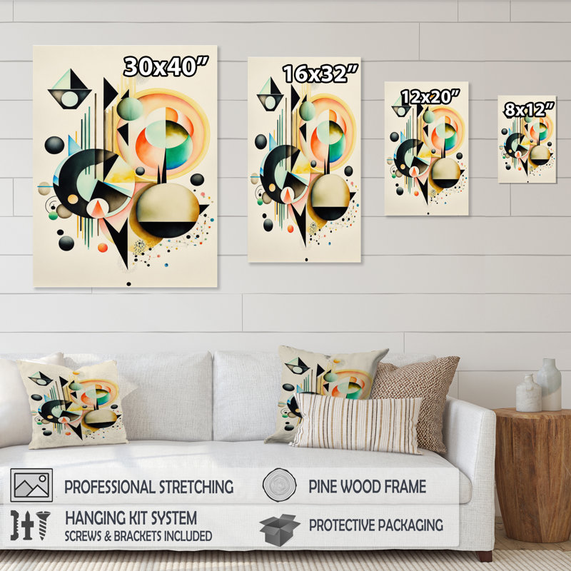 Pastel Minimalist Multi Shape Art IV - peinture sur toile, Toile tendue, H 20 po x l 12 po x P 1 po