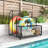 Metal Patio Pool Float Storage Basket, Outdoor Toy Rack And Multi Use Storage Organizer Bin For Floats, With Rolling Wheels