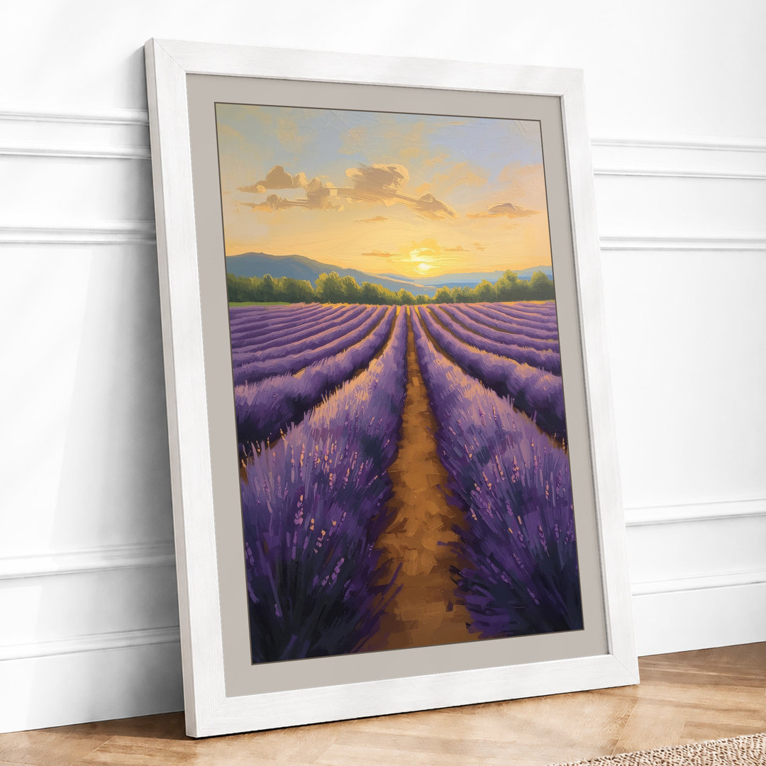 Lavender Field at Sunrise Botanical Framed Art Print
