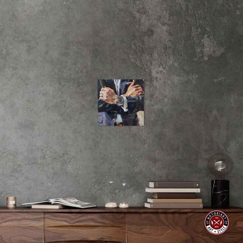 12" x 12" Blue and Brown Canvas Wall Art with Businessman Theme