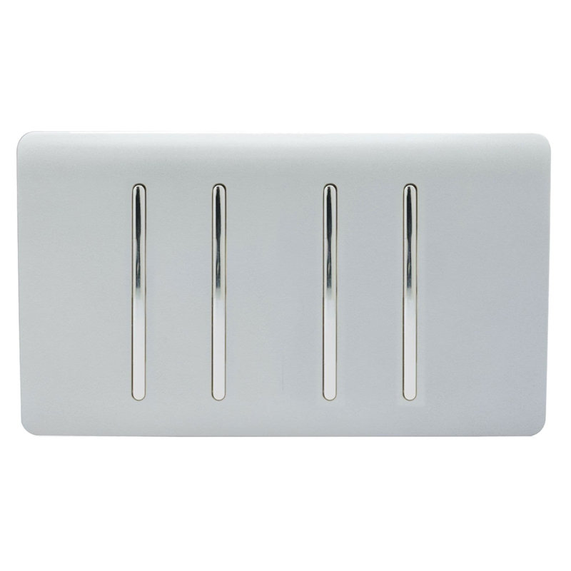 Trendi Switch 4 Gang Intermediate Rocker Light Switch, Platinum Silver