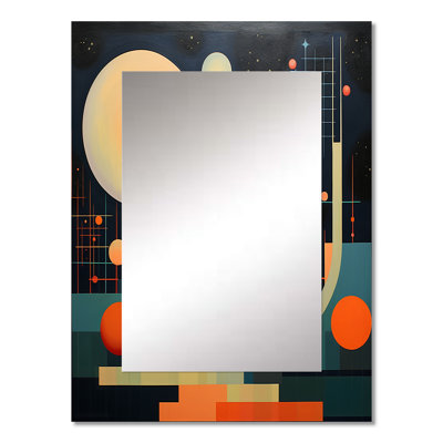Full Moon Visions Midcentury Geometric Abstract - Midcentury Modern Unique Wall Mirror, Modern Mirror, Printed Metal Art
