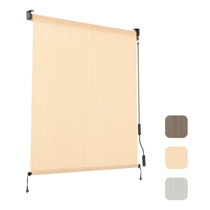  Patio HDPE Fabric Roller Shade, Wheat, 72"W x 96"L