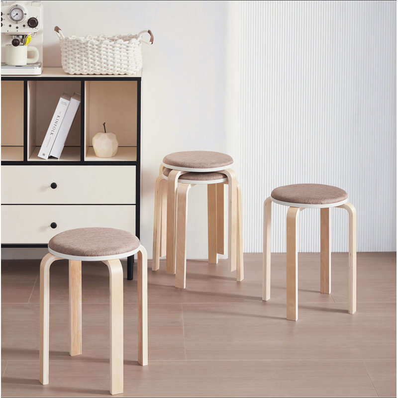 Ensemble de 4 tabourets empilables, chaises rondes sans dossier pour la salle à manger, la cuisine et la salle de classe