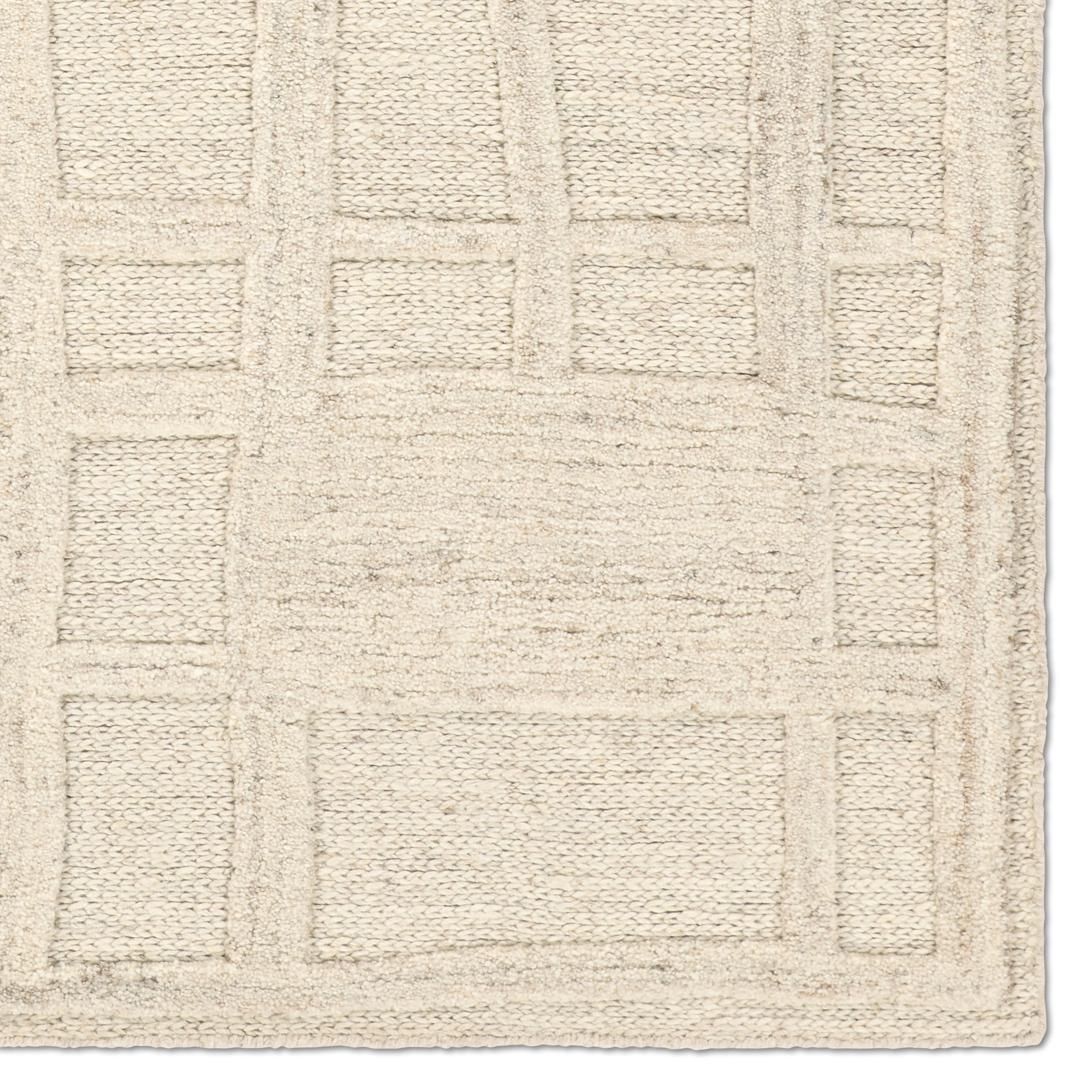Label J Lustrous BAV04 Handmade Geometric Cream Area Rug, Rectangle 9'6" x 13'6"