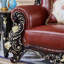 Fauteuil en cuir véritable capitonné européen de 55,1 po de large Villa