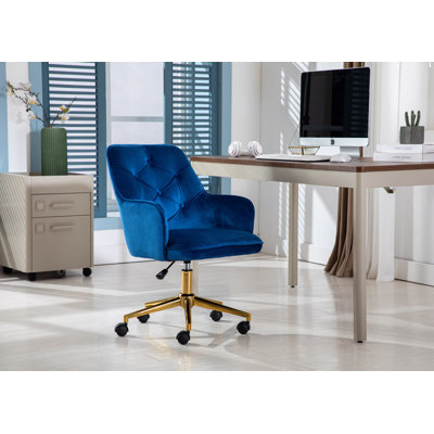 Chaise de bureau en velours Samatha