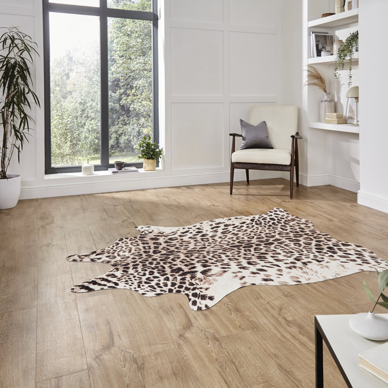 Mayaguana Faux Leopard Print area rug Printed Animal Skin Brown, Animal Skin 155cm x 195cm