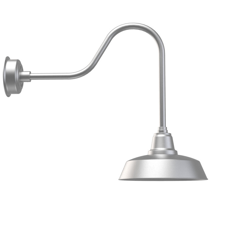 Luminaire de grange d'extérieur Vandervliet, Argent galvanisé, H 26,12 po x l 14 po x P 32 po
