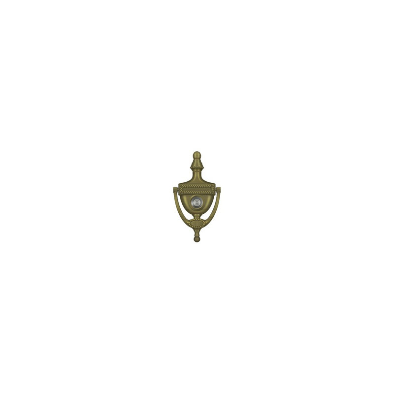 Deltana DKV6RU5 Door Knocker-Viewer, Victorian Rope in Antique Brass, Antique Brass