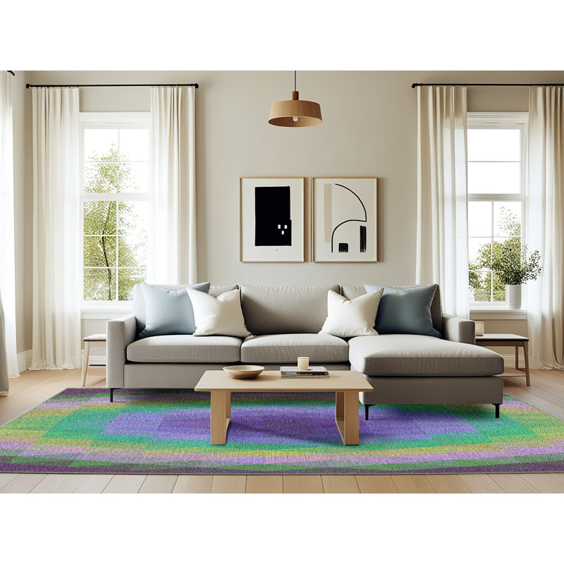 Tapis mauve à motif géométrique Knaack, Rectangle 6 pi x 9 pi