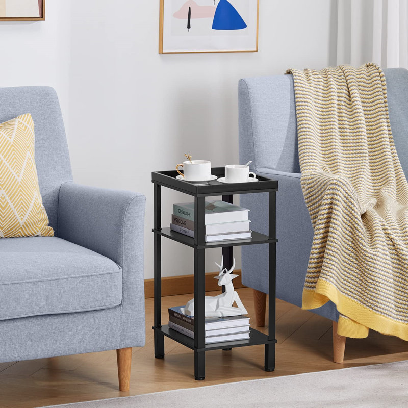 Top End Table with Storage, Black