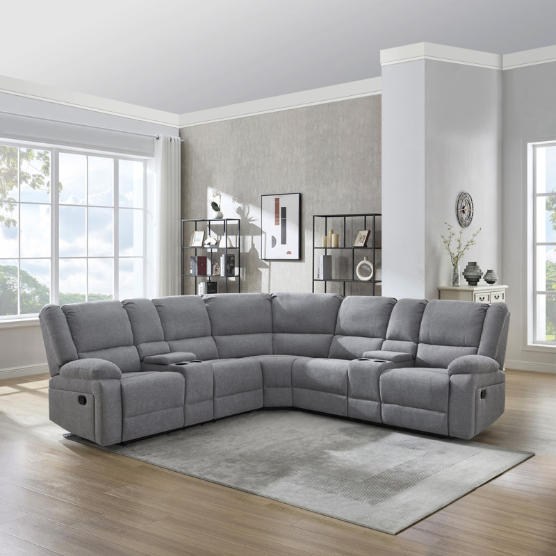 Rozay 5 Seater Reclining Sofa, Light Grey