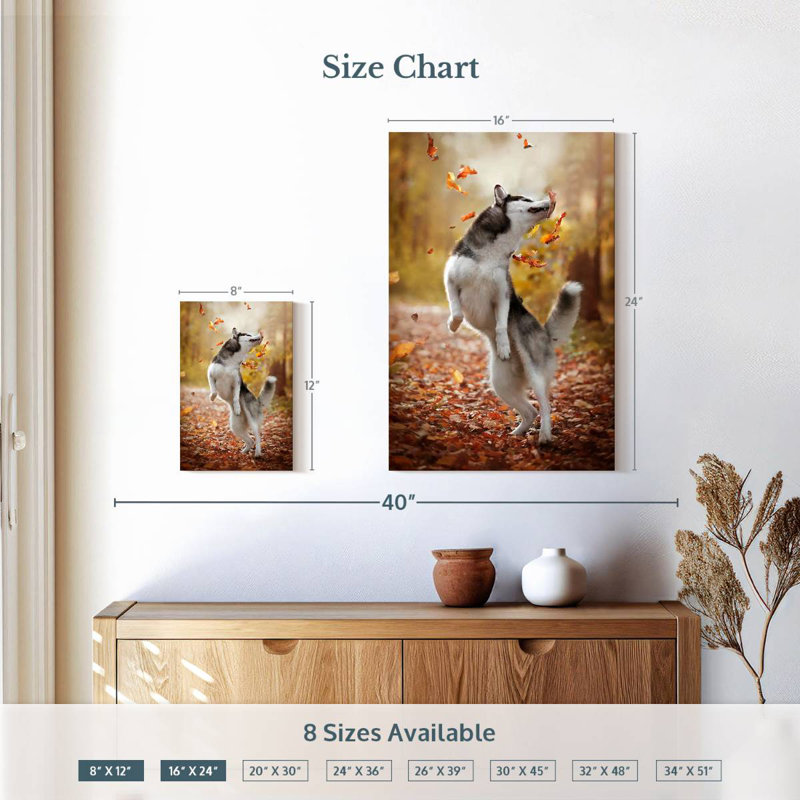 Brampt Autumn Husky Playing, 12" H x 8" W
