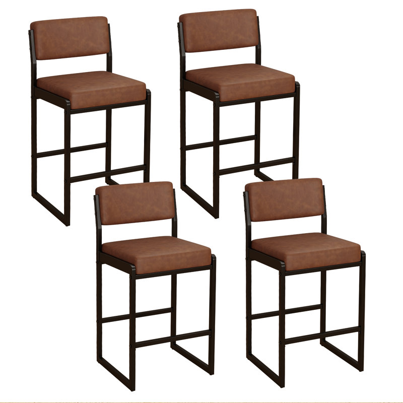 Ensemble de 4 tabourets de bar modernes de hauteur comptoir avec siège rembourré en similicuir, structure en métal robuste et repose-pieds pour îlot de cuisine