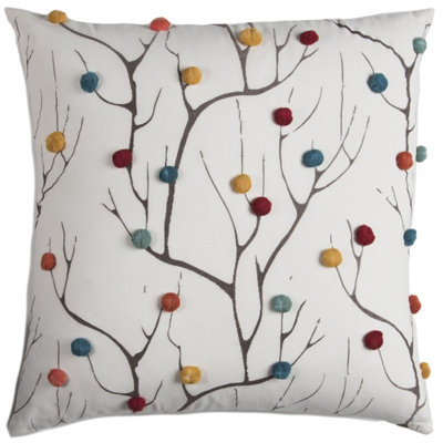 Colourful Pompom Branches Throw Pillow