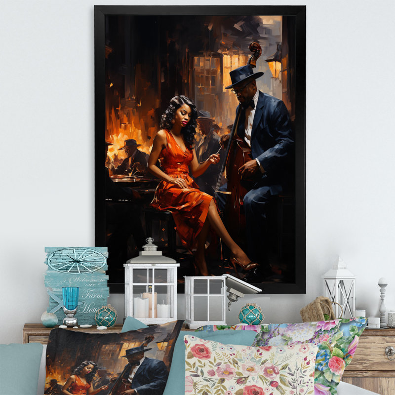 Berlinde Music In Harlems II sur impression sur toile, Cadre photo noir, H 20 po x l 12 po x P 1 po