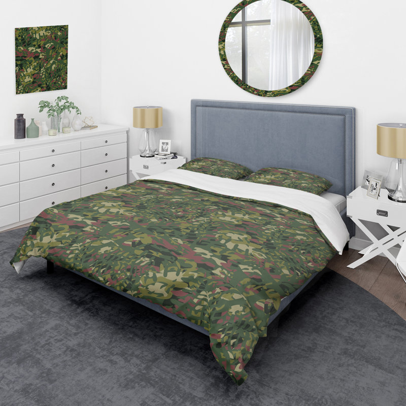 Camouflage vert tendance - ensemble de housse de couette abstrait - microfibre de polyester
