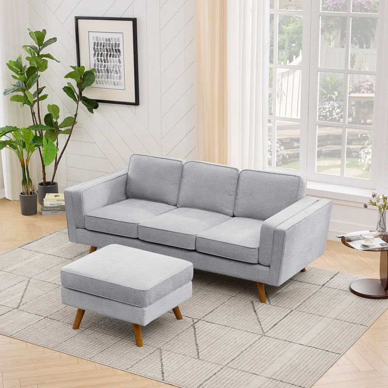 29.7''W Chenille Ottoman, Dark Gray