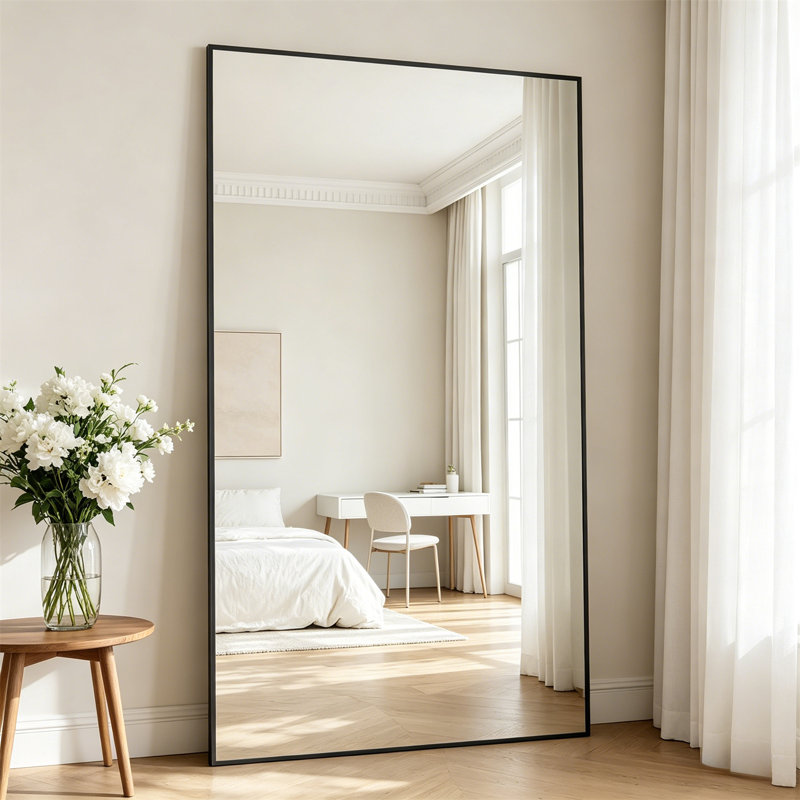 Full Body Floor Mirror, Bedroom Full Body Mirror With Bracket, Can Be Tilted, Standing Or Hung Horizontally/Vertically For Use