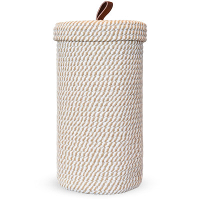 Porte-papier hygiénique fait main – Support et panier de rangement en coton tissé avec couvercle, organisateur autoportant pour salle de bain, peut contenir 3 rouleaux géants, dégradé brun 35,5 cm x 17,8 cm