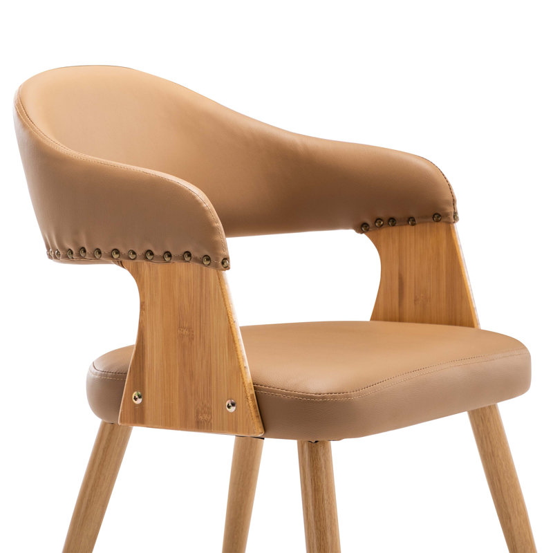 Chaise avec accoudoirs en bois massif kaki Salyers