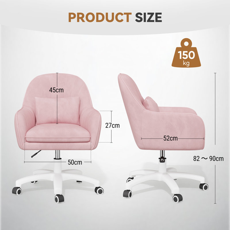 Modern Minimalist Swivel Office Chair with Comfortable Backrest and Adjustable Height, Pink