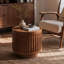 Table d'appoint ronde en bois 18,9 po, table de bout en treillis cylindrique, table basse avec effet de bois massif en grille, table d'appoint Boho avec rangement caché, pour le salon, la chambre à coucher, noyer