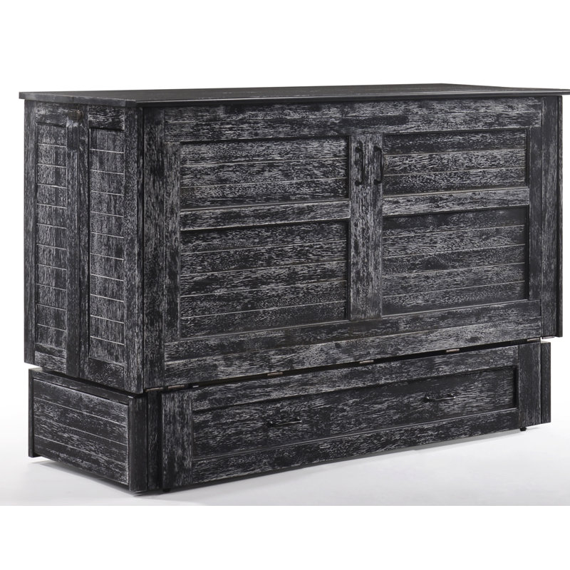 Lit-armoire avec grand lit Luka, Charbon patiné